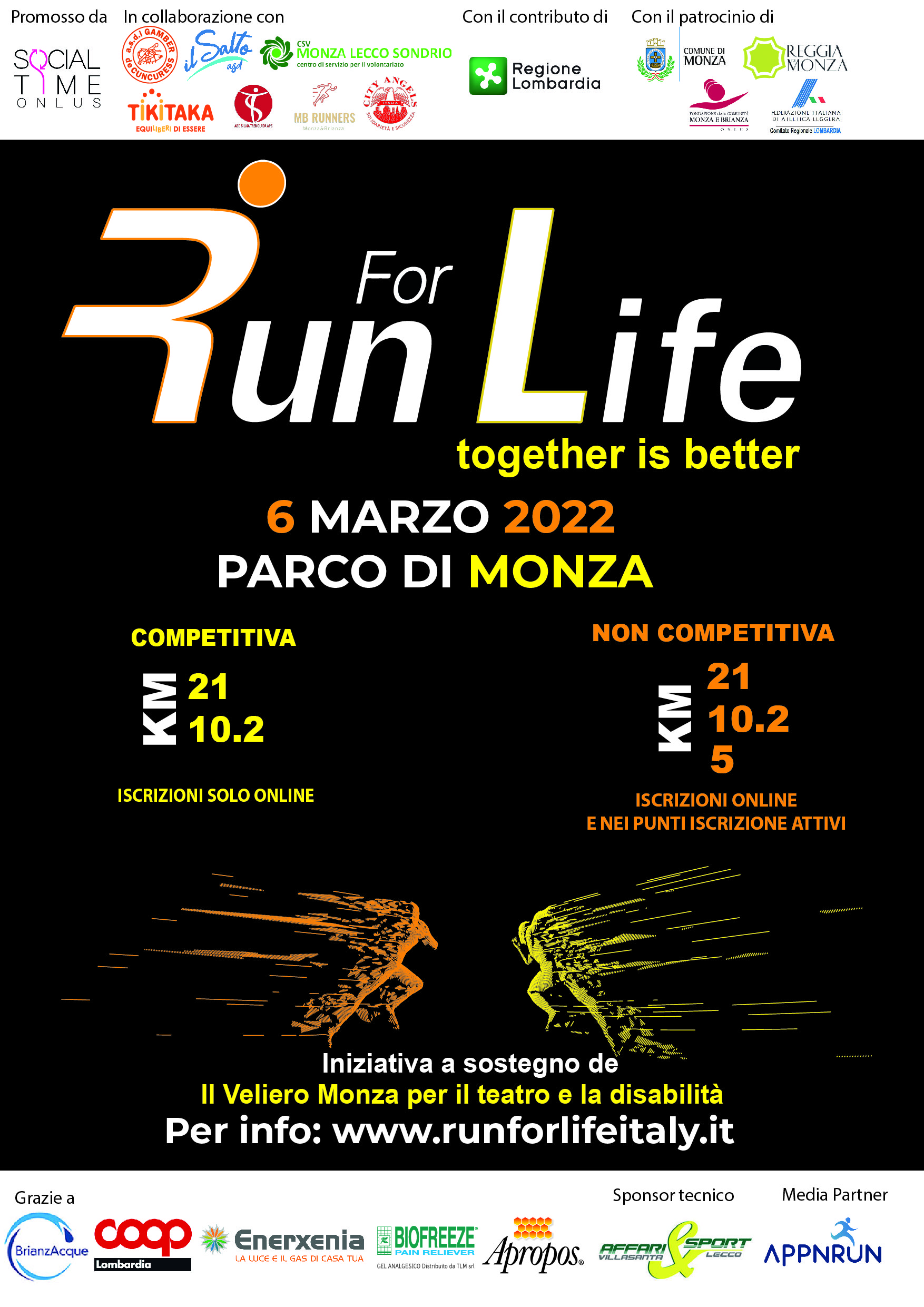 Il 6 marzo al parco di Monza torna la “Run for Life” Fondazione della